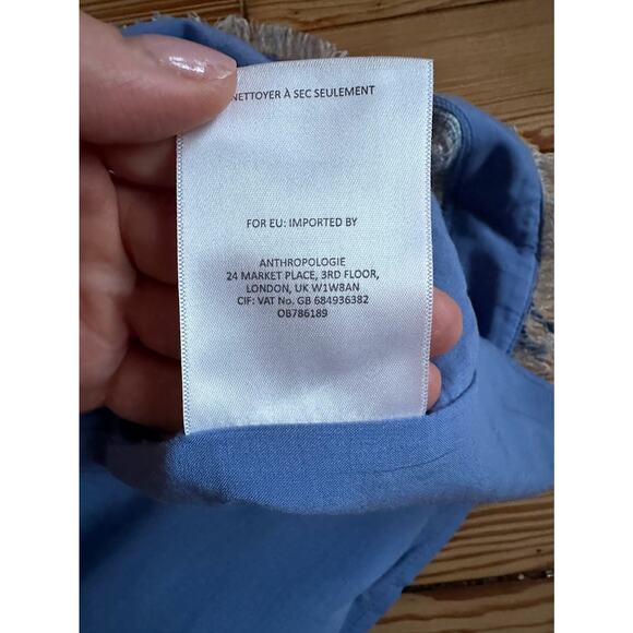 Anthropologie Crew Neck Woven Texture Blue Yellow Sleeveless Knee Length Dress - Picture 11 of 11